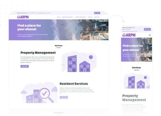 ManageCasa integrated property management website on desktop and mobile