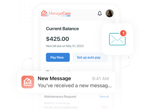 ManageCasa resident app and message notification