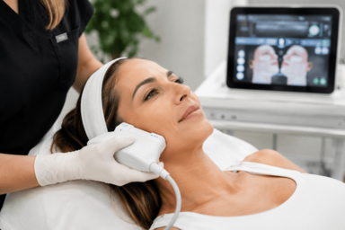 Ultherapy skin tightening treatment being performed at a med spa in Austin, Texas