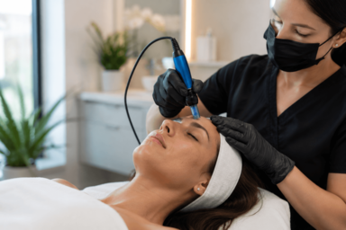 SkinPen microneedling treatment session at a med spa in Austin, Texas