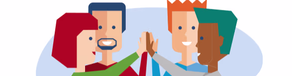 Diverse groep mensen die hun handen samenbrengen in teamgeest, als symbool voor samenwerking in het onderwijs.