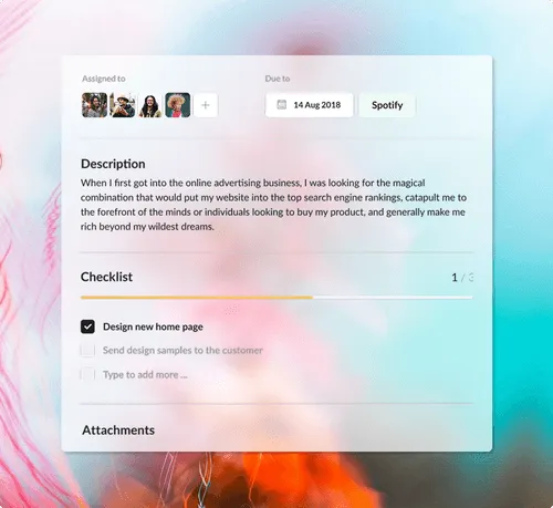 Launchist dashboard UI mockup on a colorful background