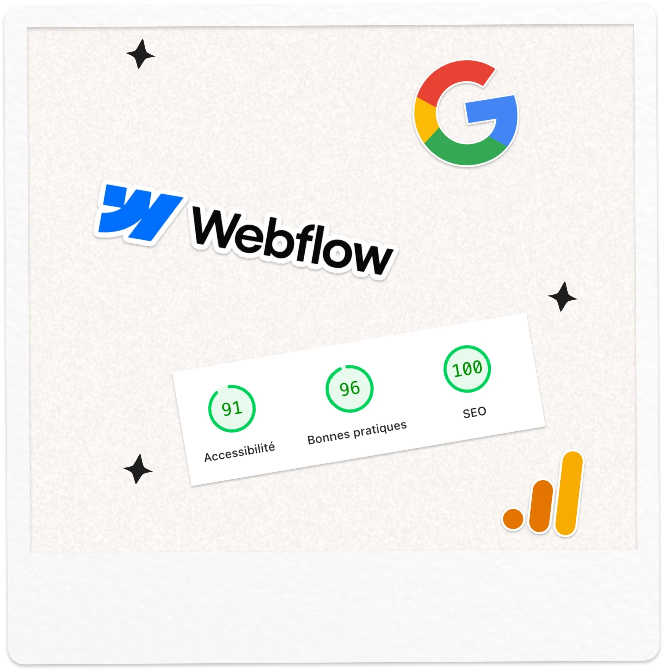 Polaroid avec image d'outils numériques
