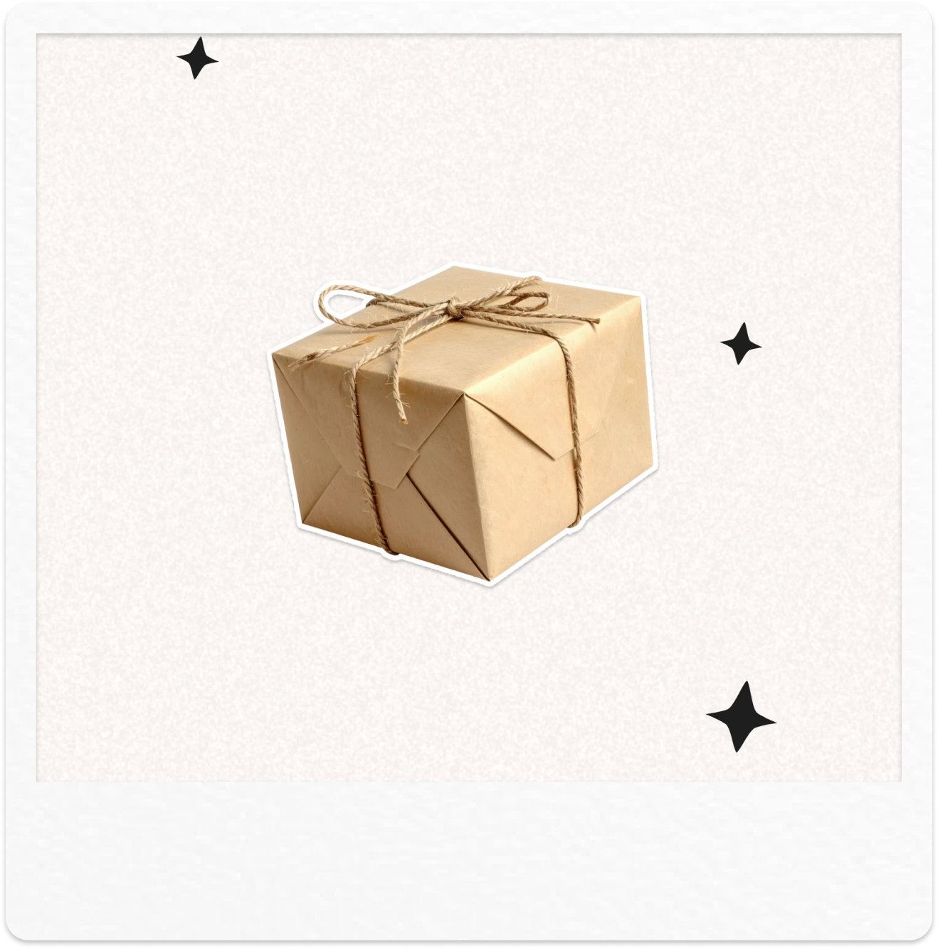 Polaroid avec image d'un carton