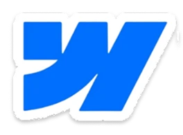 Symbole bleu stylisé comprenant une lettre W majuscule.