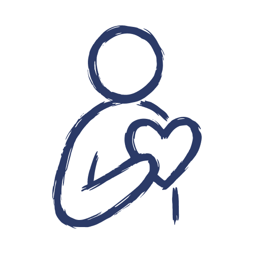 Illustration einer Person mit Herz-Symbol – Wertschätzung für Behördenmenschen