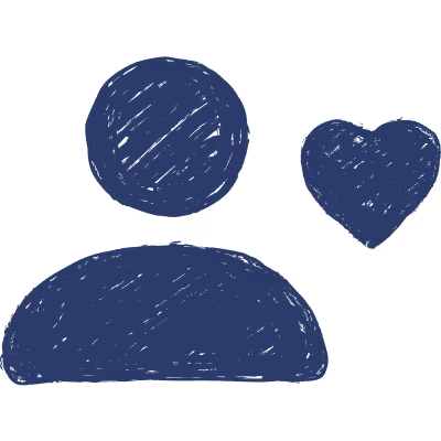 Symbol einer Person mit einem Herz neben dem Kopf.