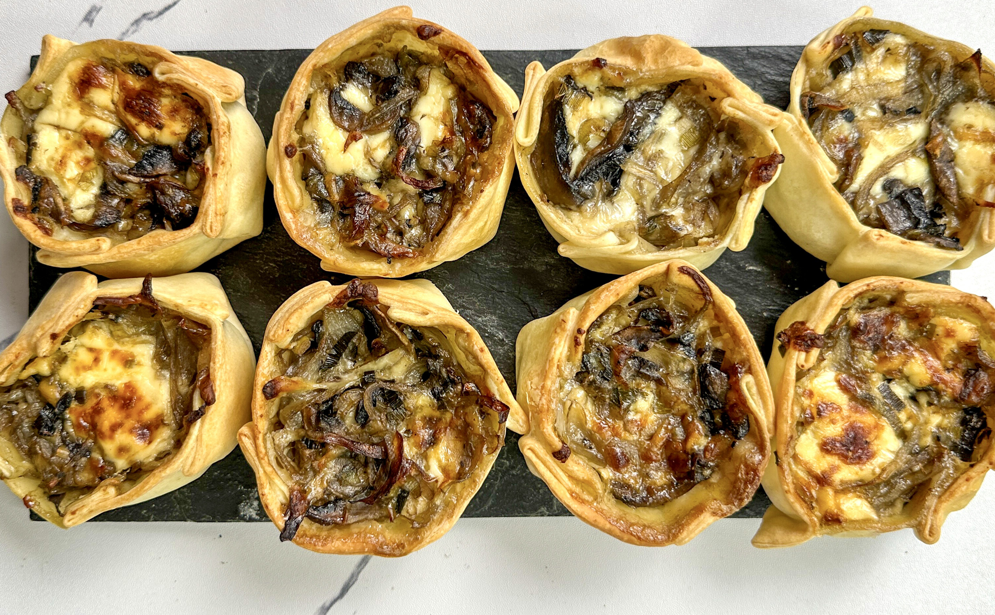 Canastitas de cebolla y hongos