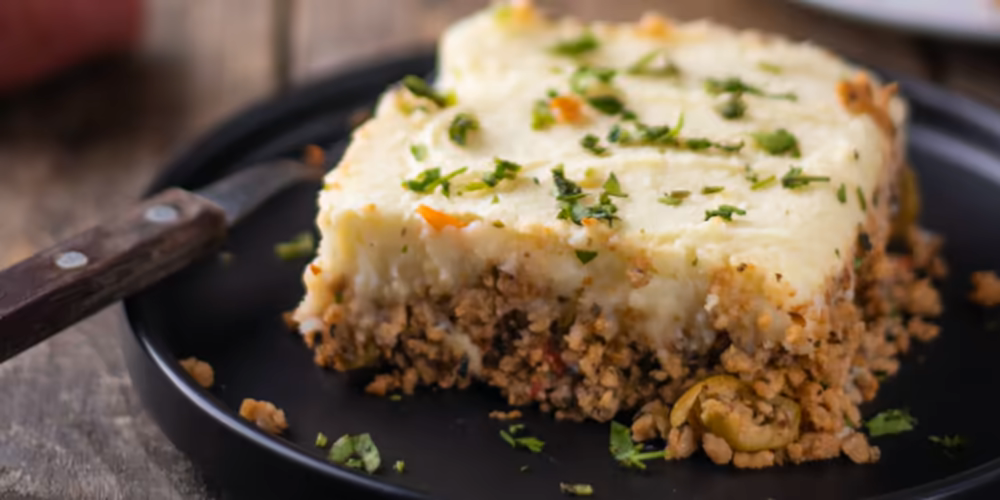 Receta de pastel de papa casero con carne y puré dorado