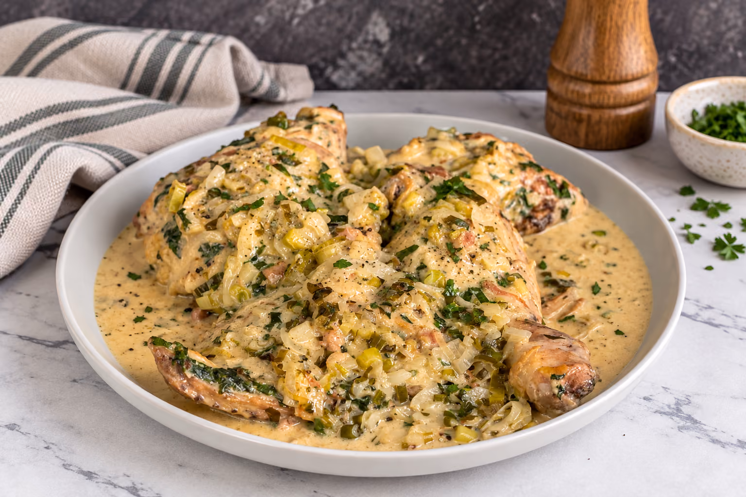Pollo a la crema con verdeo: dorado, con salsa cremosa y listo en 45 minutos