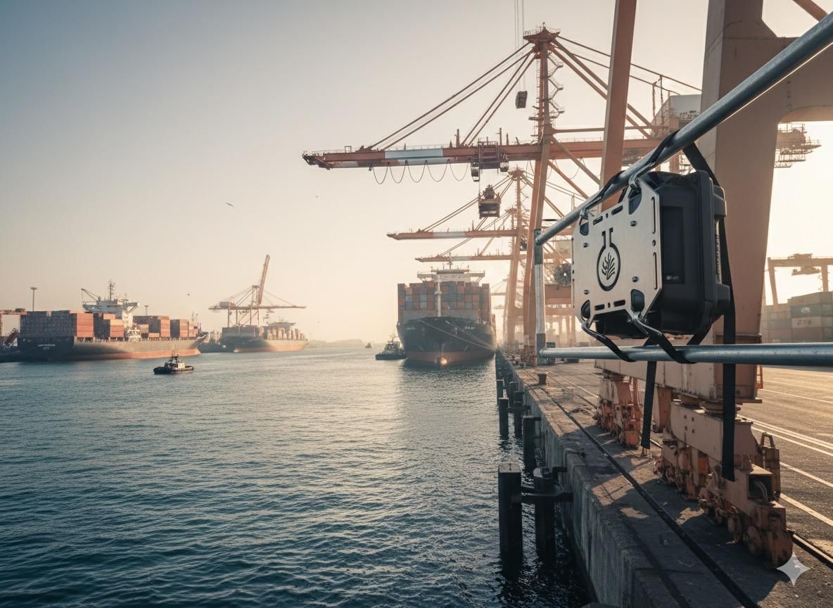 Website homepage for ErgoNext product development featuring navigation links, blurred abstract background, project overview, and objectives text.