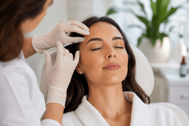 Woman in her 30s receiving Botox treatment at a medspa in Basking Ridge, New Jersey for wrinkle prevention
