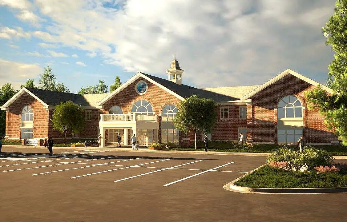 brick church building design 3d render