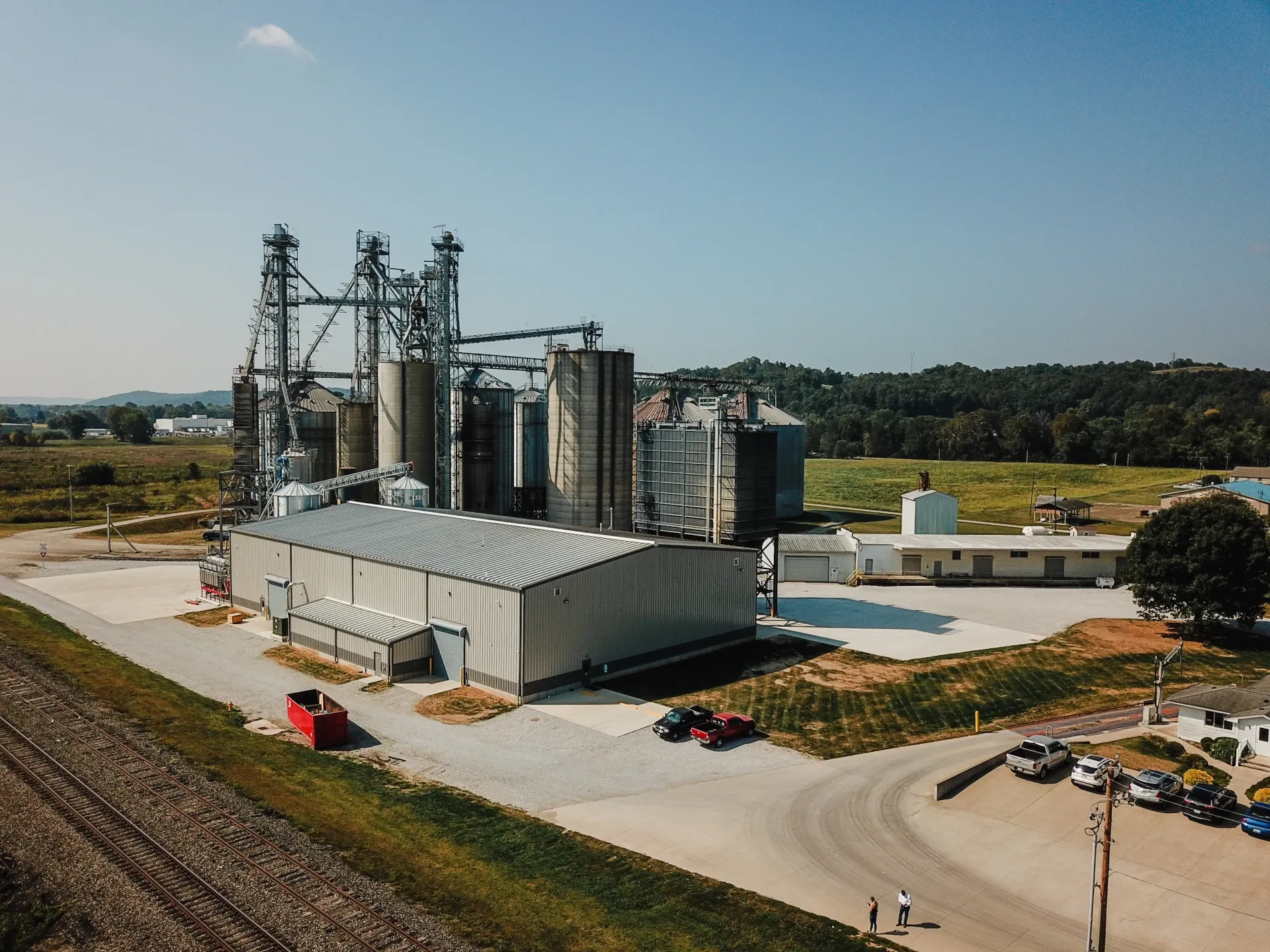 large warehouse with grain silos