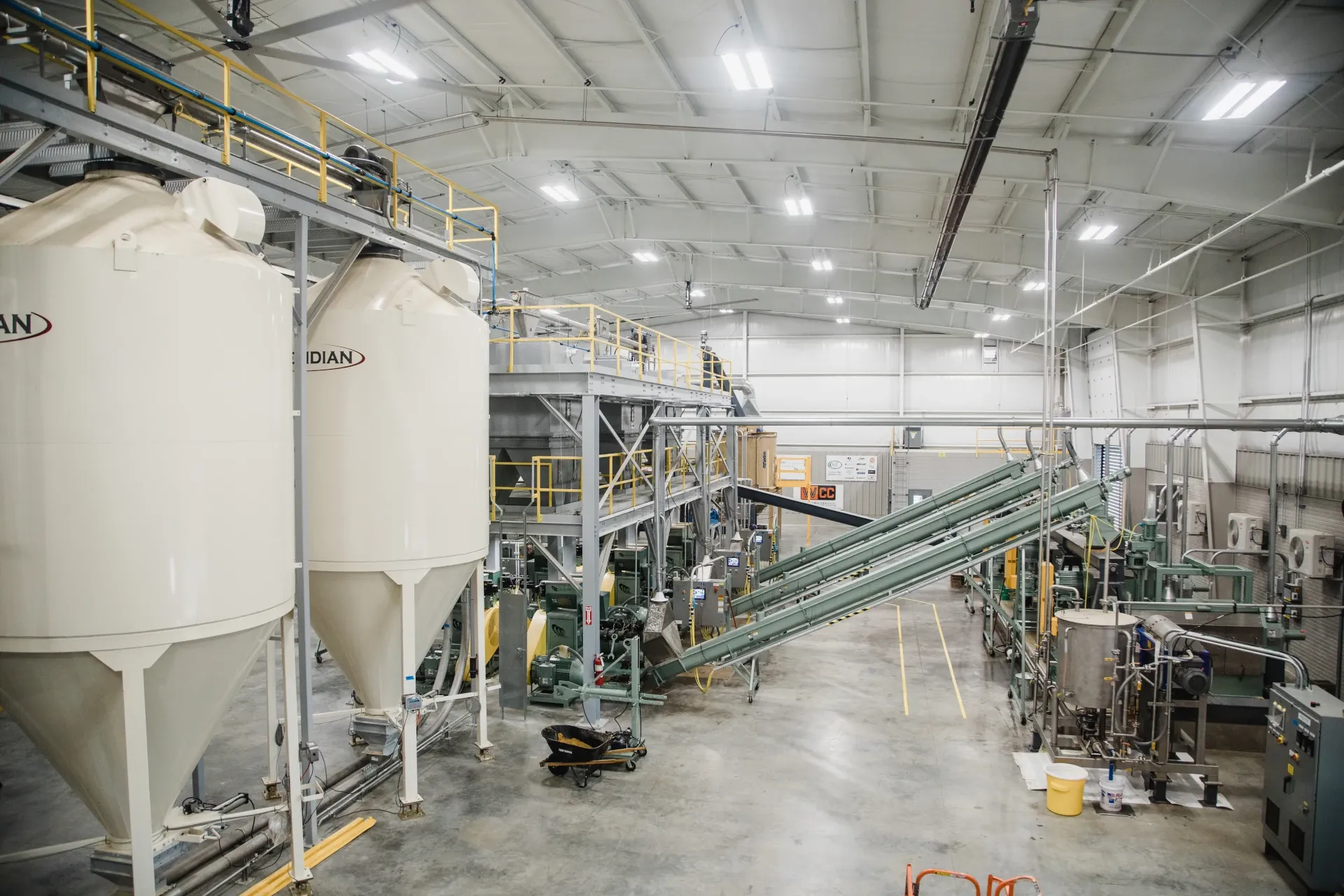 food processing warehouse inside conveyors