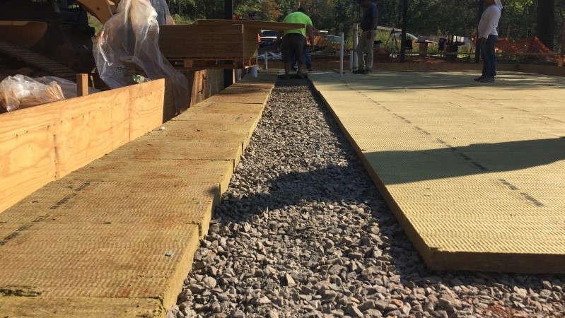 once that was really well compacted we dug our trenches for our the turn-down portion of our slabs