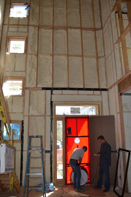 PGH at Serenbe is 90% Tighter than Energy Code - Before Drywall!
