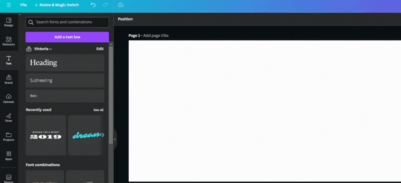 a tutorial on how to choose a specific font style in Canva