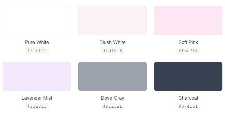 minimalistic and feminine color palette