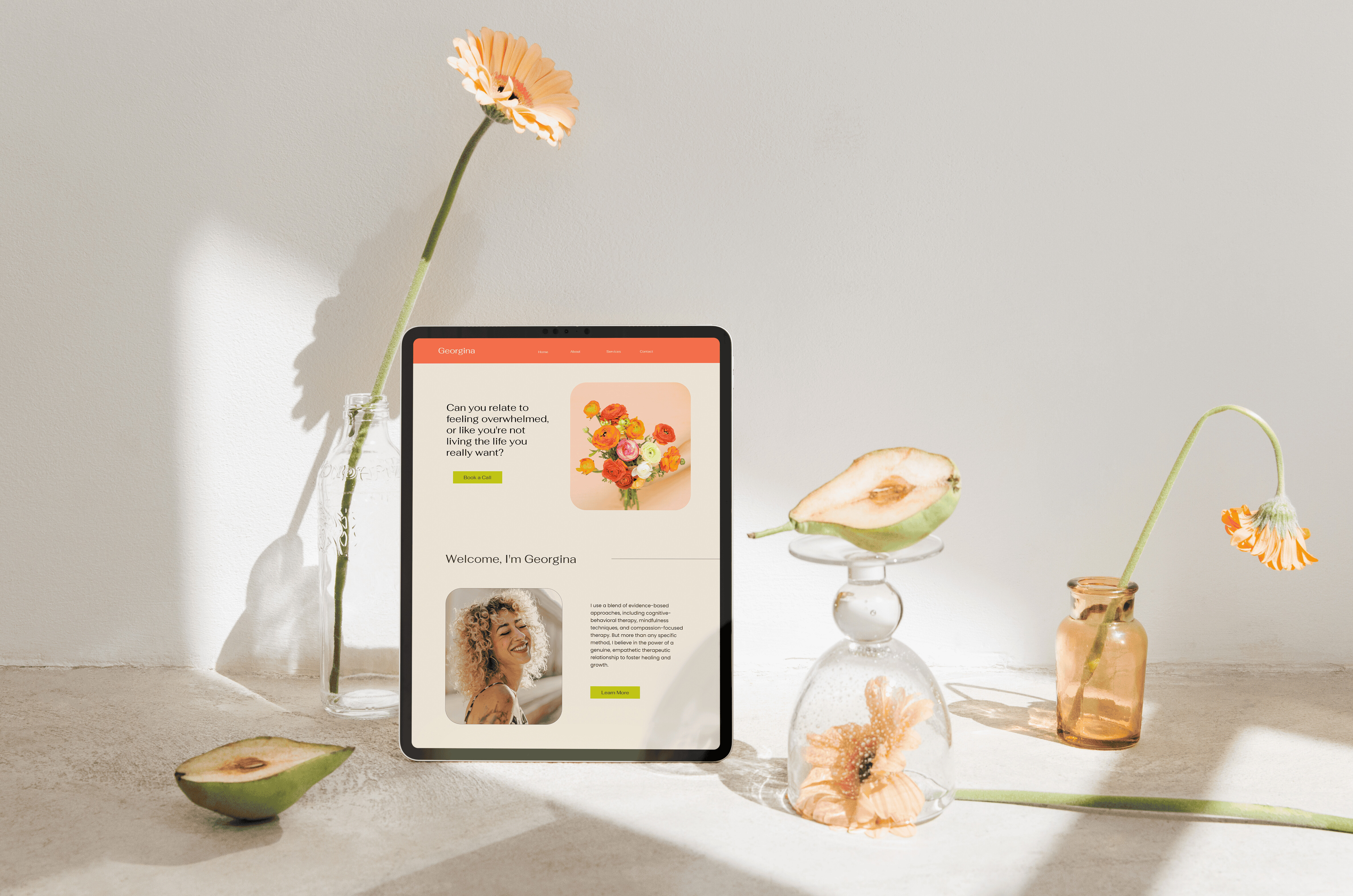 a mockup of a coloorful website