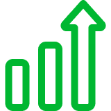 Upward growth chart icon representing payment performance, financial growth, and analytics in Flowpay.