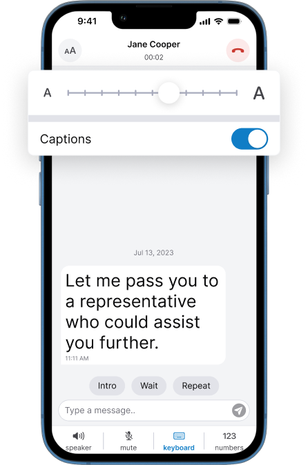 A smartphone screen displays the functionality of adjusting font size in the Rylo app.
