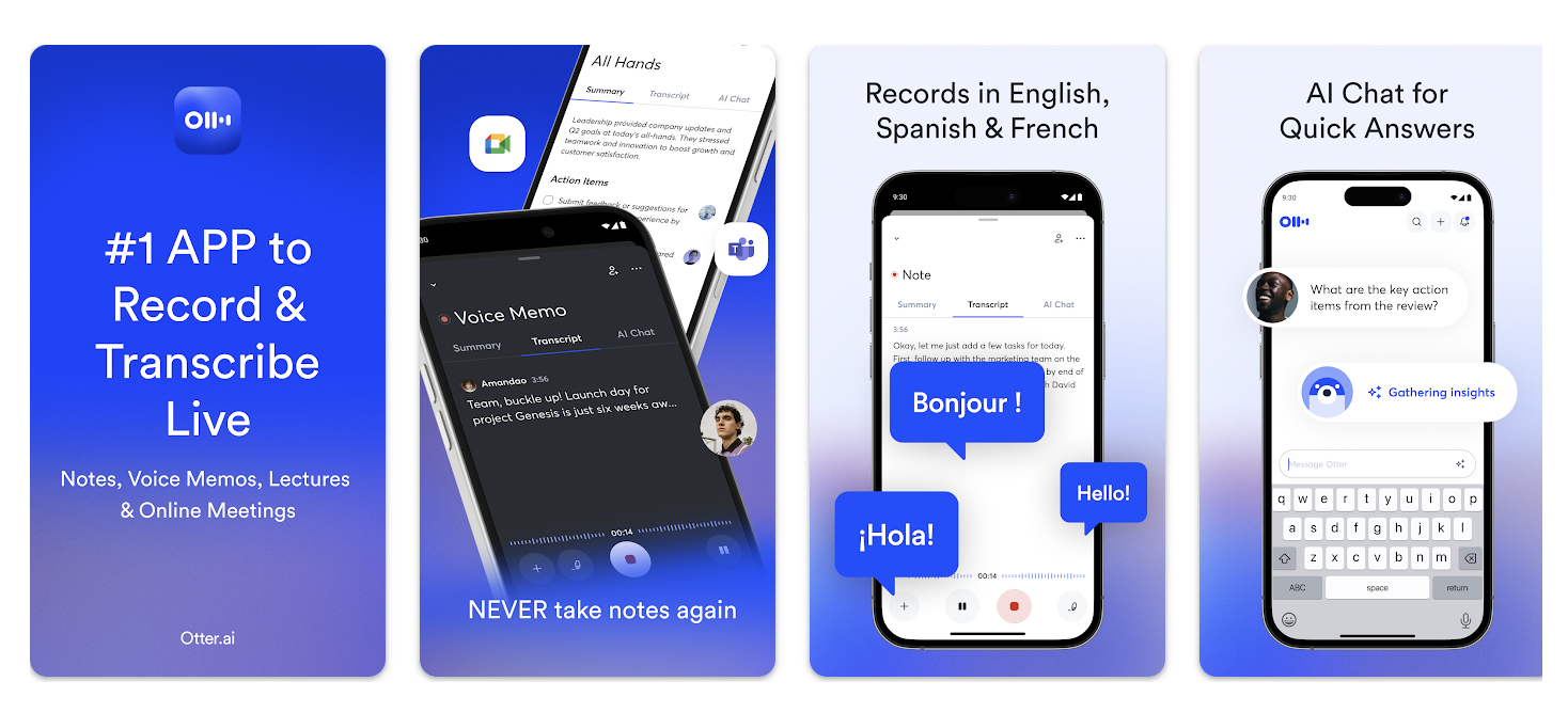 Speech-to-text Android app recording and transcribing meetings with AI chat support in 2026