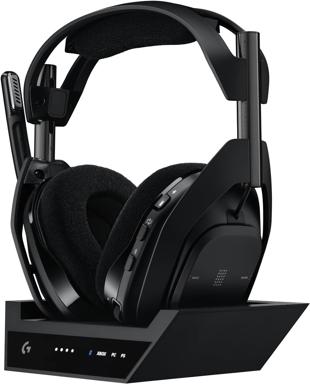 Astro A50 X wireless gaming headset with charging base and surround sound audio for immersive listening and voice chat