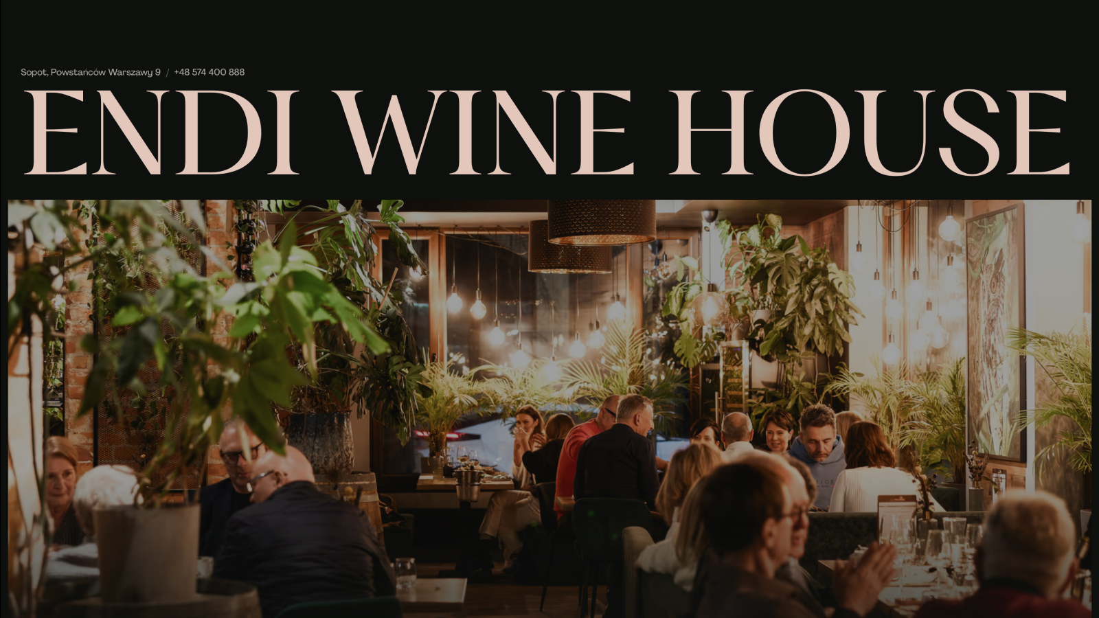 Hero strony internetowej restauracji Endi Wine House