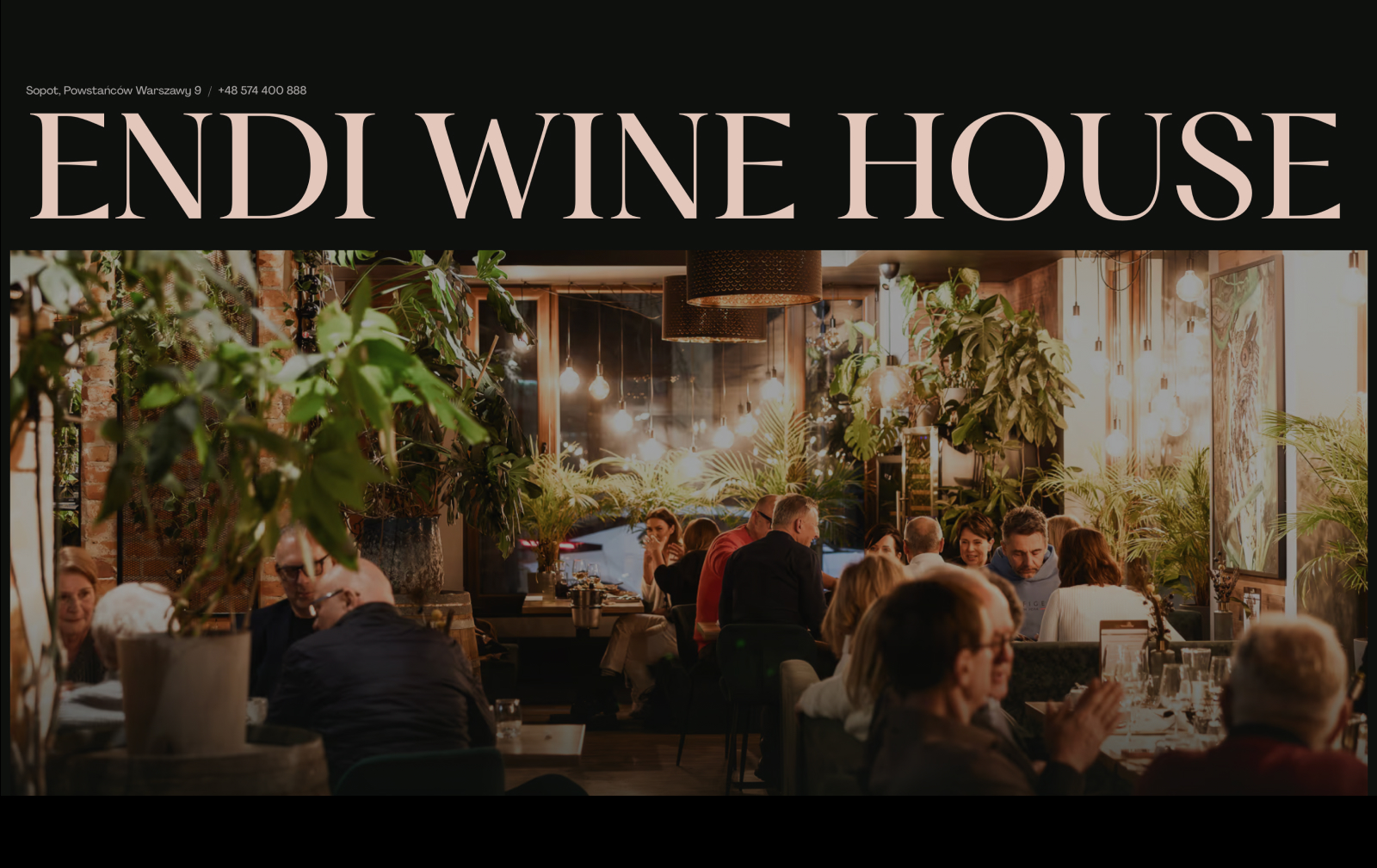 Hero strony internetowej restauracji Endi Wine House