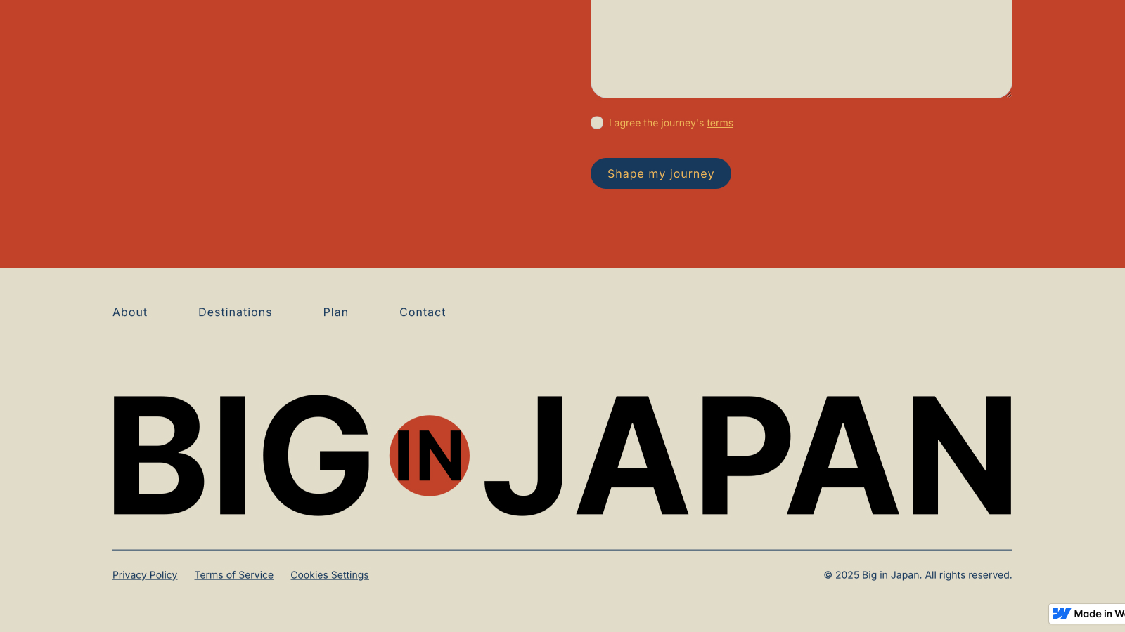 Stopka strony projektu podróżniczego BIG in Japan