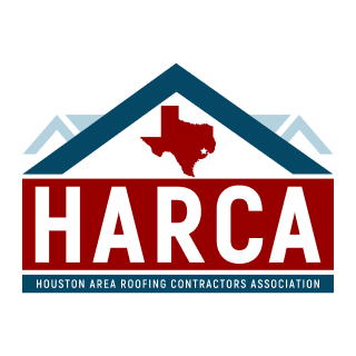 Logo of Houston Area Roofing Contractors Association with a house roof outline and Texas state silhouette.