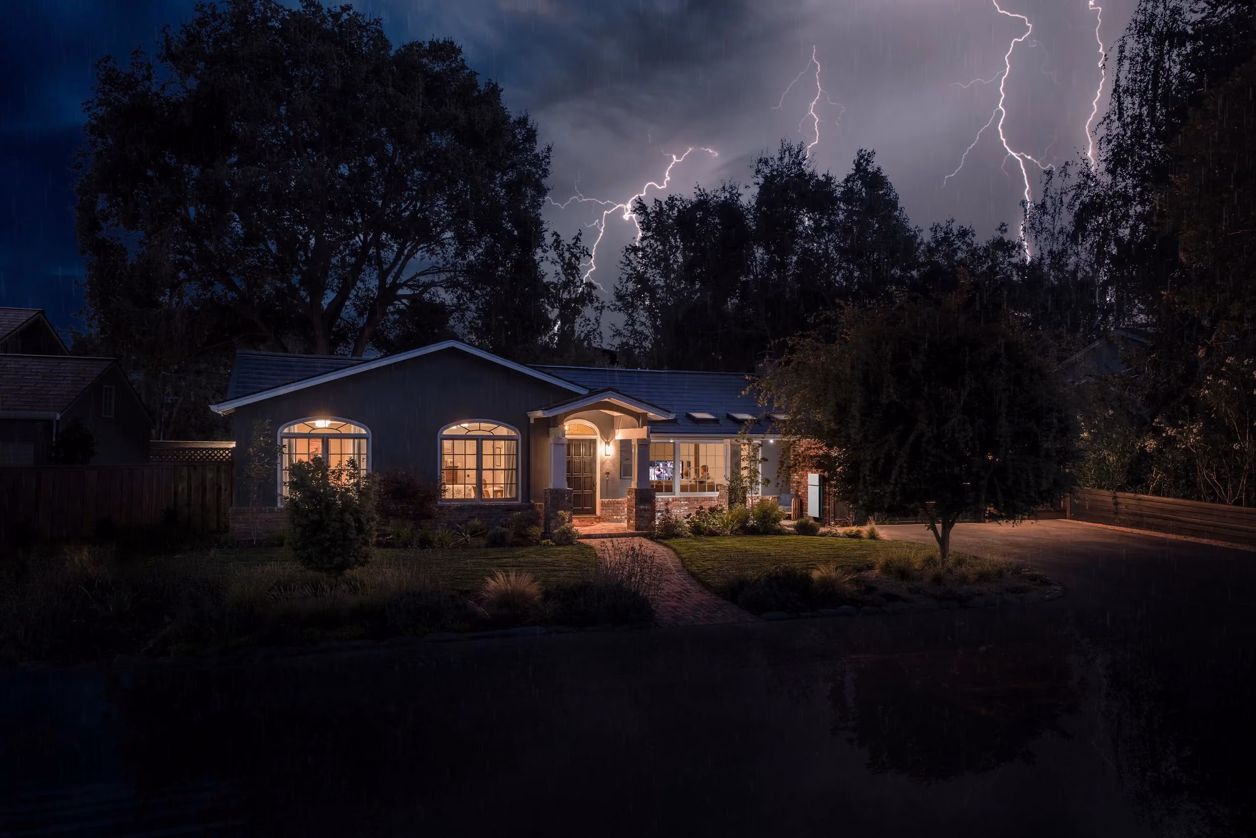 Texas home protected by a Tesla Solar Roof during a storm