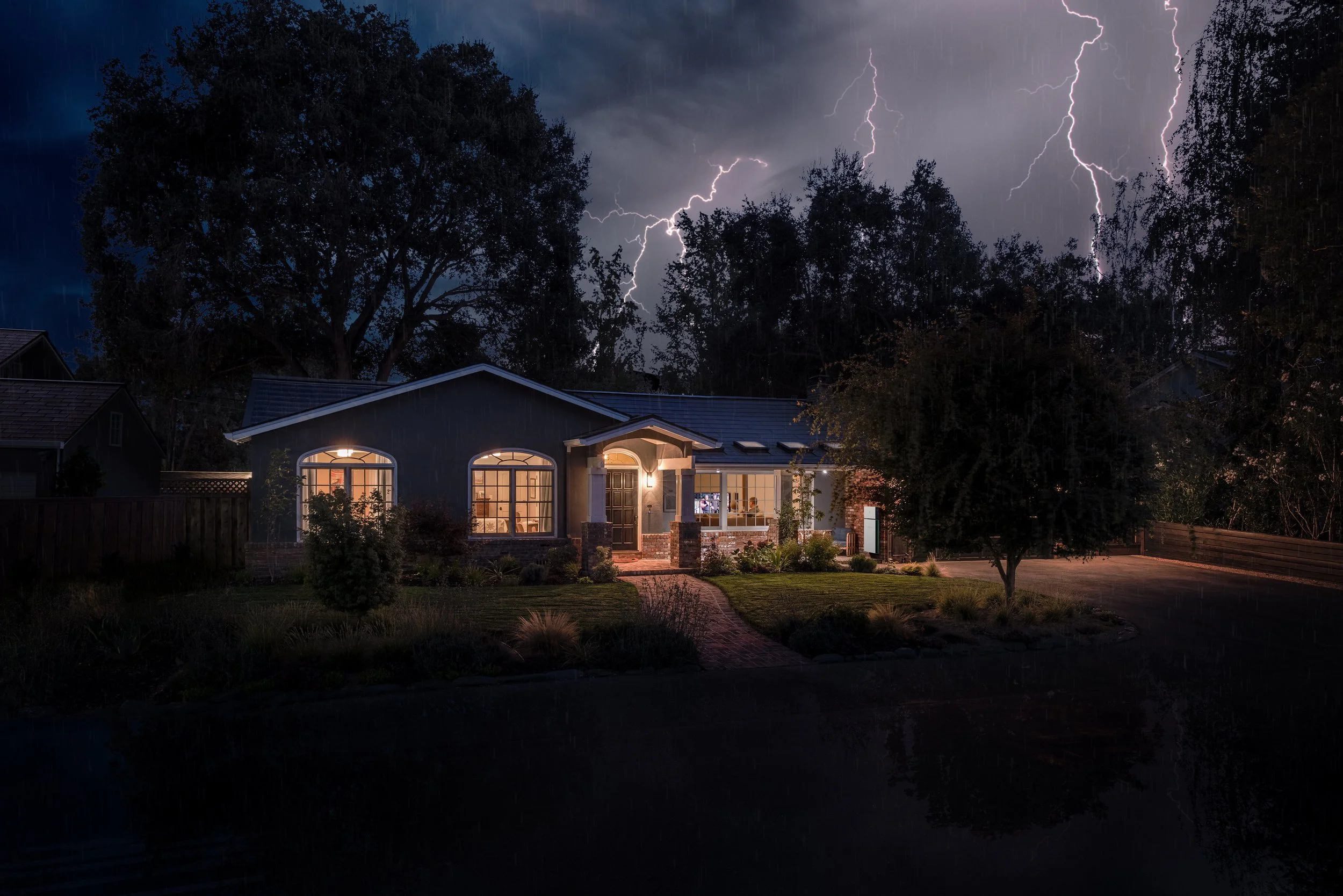 Texas home protected by a Tesla Solar Roof during a storm