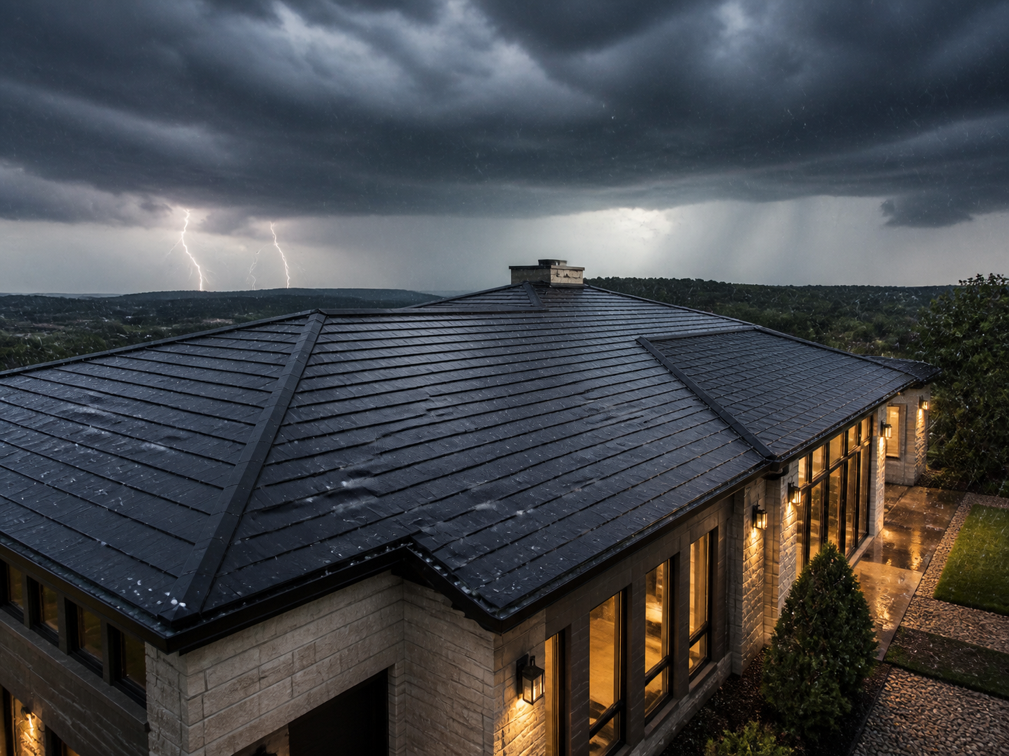 Tesla Solar Roof protecting a Texas home during a severe storm
