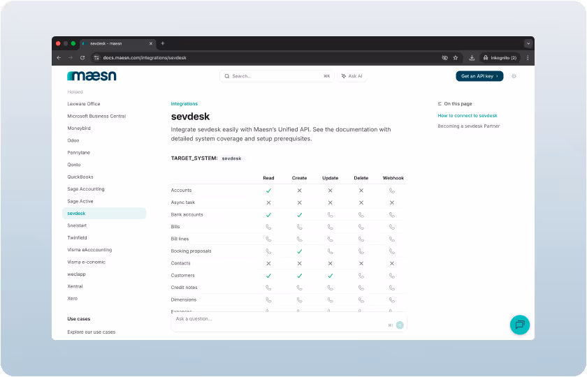 sevdesk API documentation with all use cases and endpoints.
