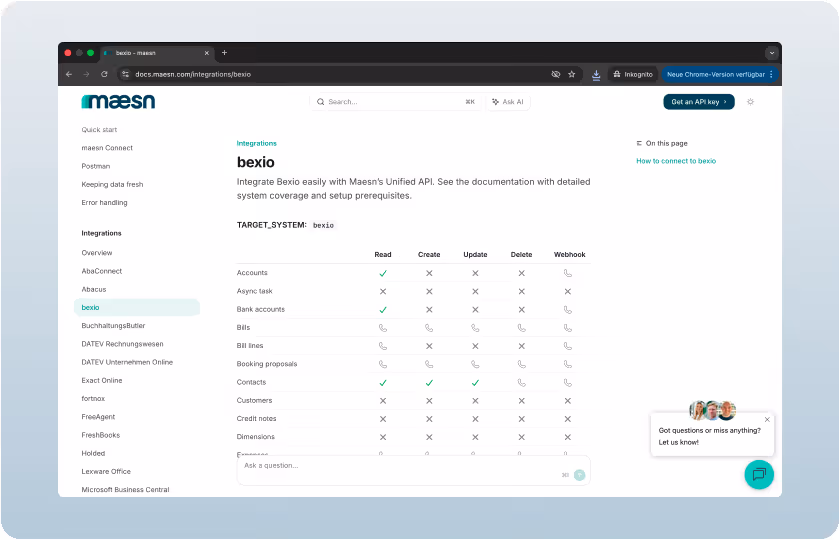 Bexio API documentation by Maesn