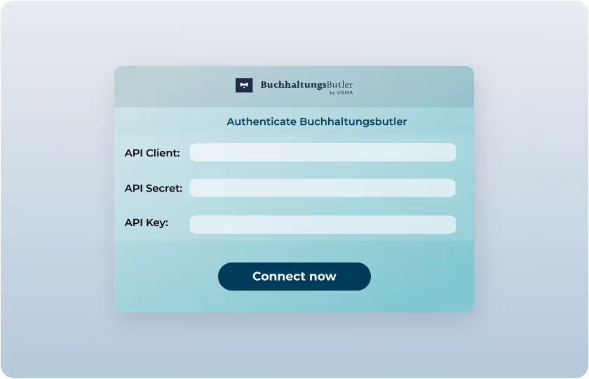 Maesn handles automatically the three-credential BuchhaltungsButler auth flor for you.