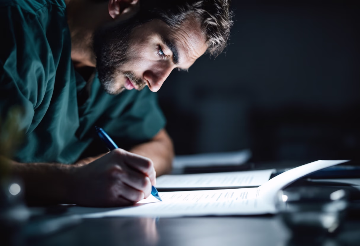 image of a vet writing notes