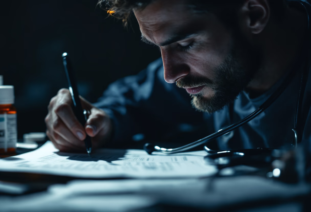 image of a vet writing notes