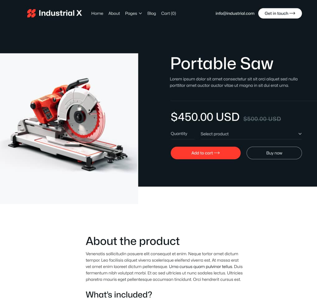 Industrial X - Product Page - Metallurgical Webflow Template