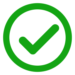 Green check mark inside a green circle on a transparent background.