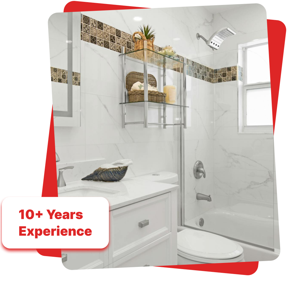 Kitchen renovation interior with experience badge