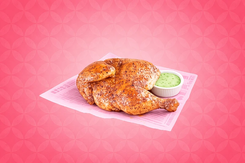 Demi poulet rôti tendre et doré