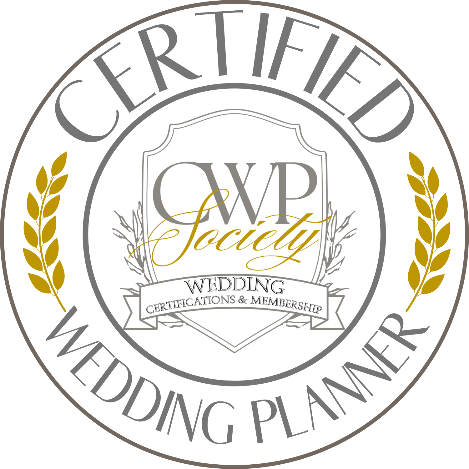 CWP Society Certified Wedding Planner badge. Second Glance event planners are executive level certified with the CWP Society.