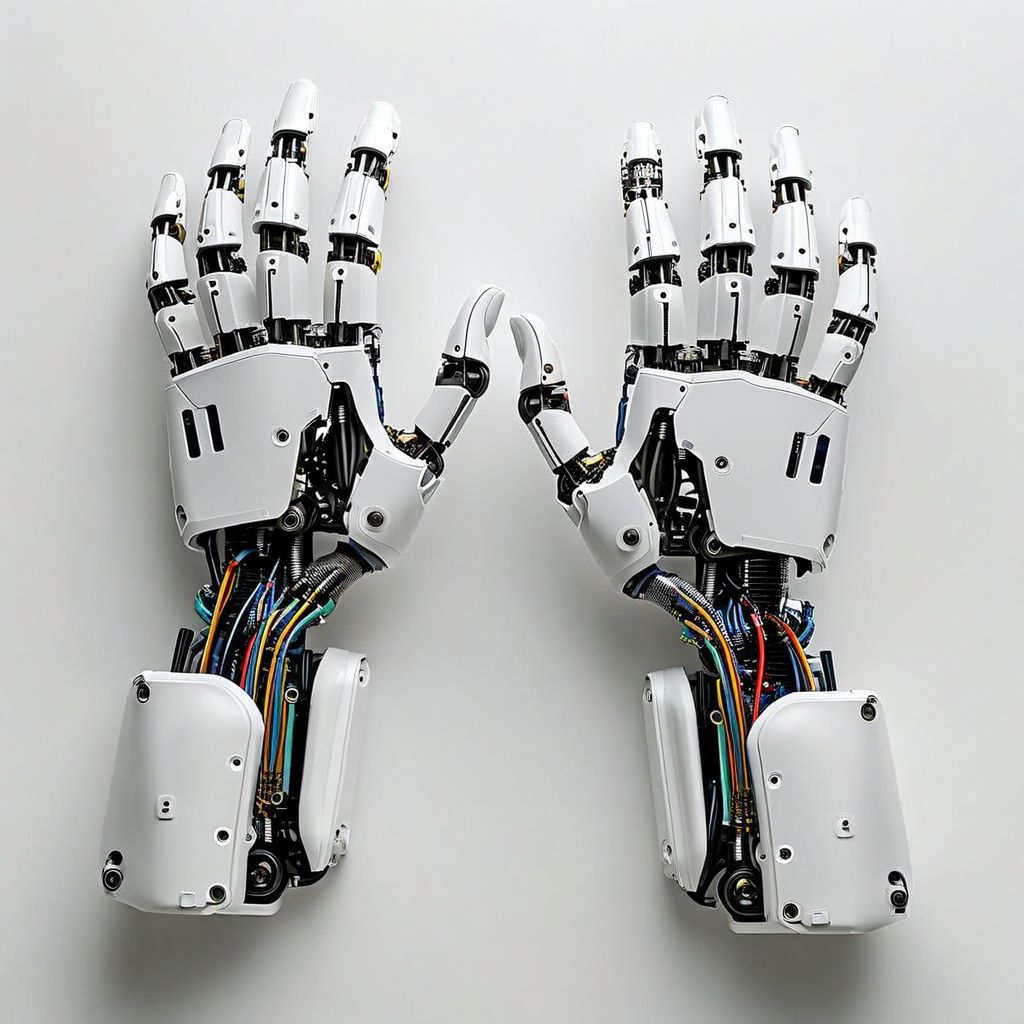Adaptive robotic hand performing a precision grip task, representing humanoid robot rental capability advances from ChangeTek