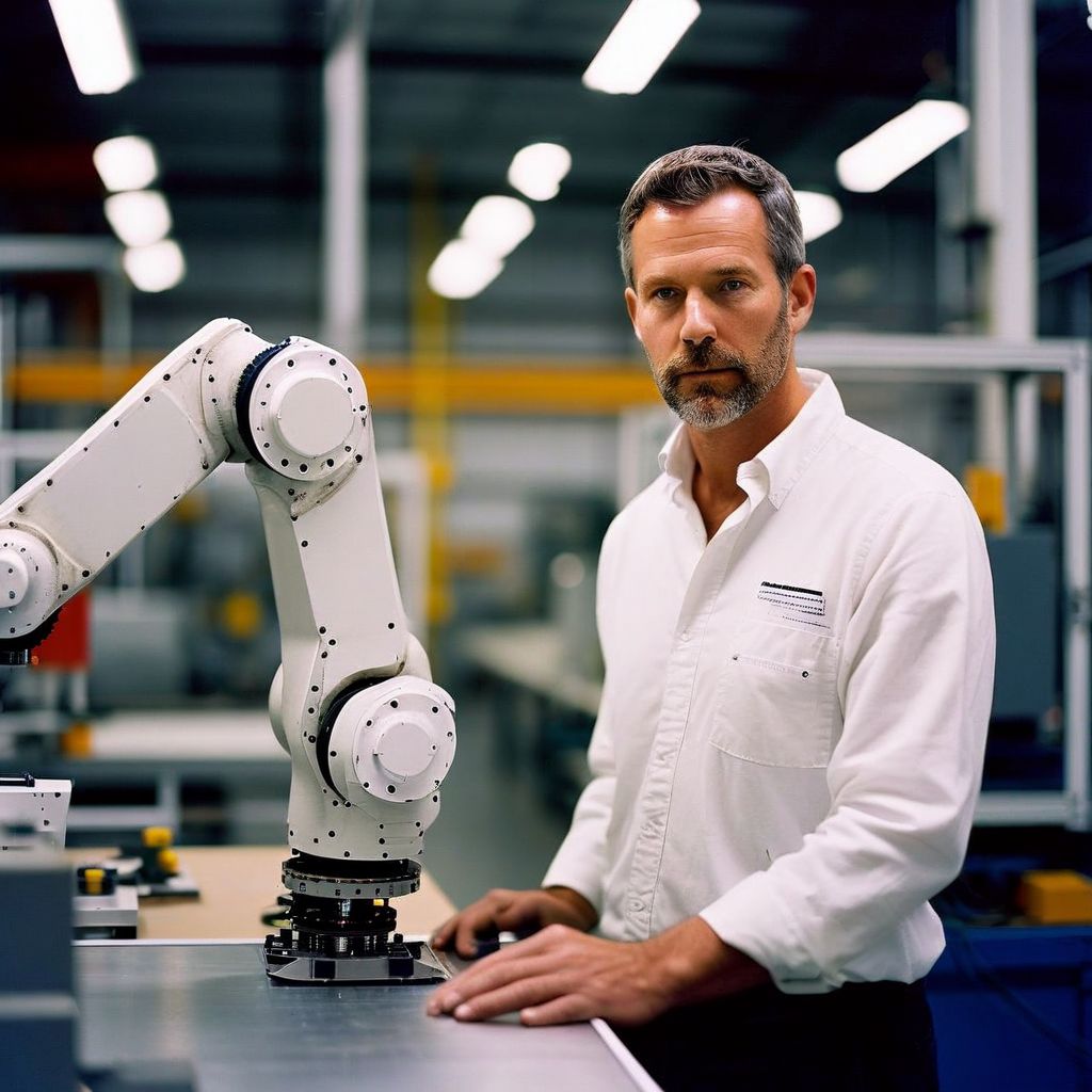 Asset investor reviewing cobot rental configuration on a no-code platform in a 2026 manufacturing facility