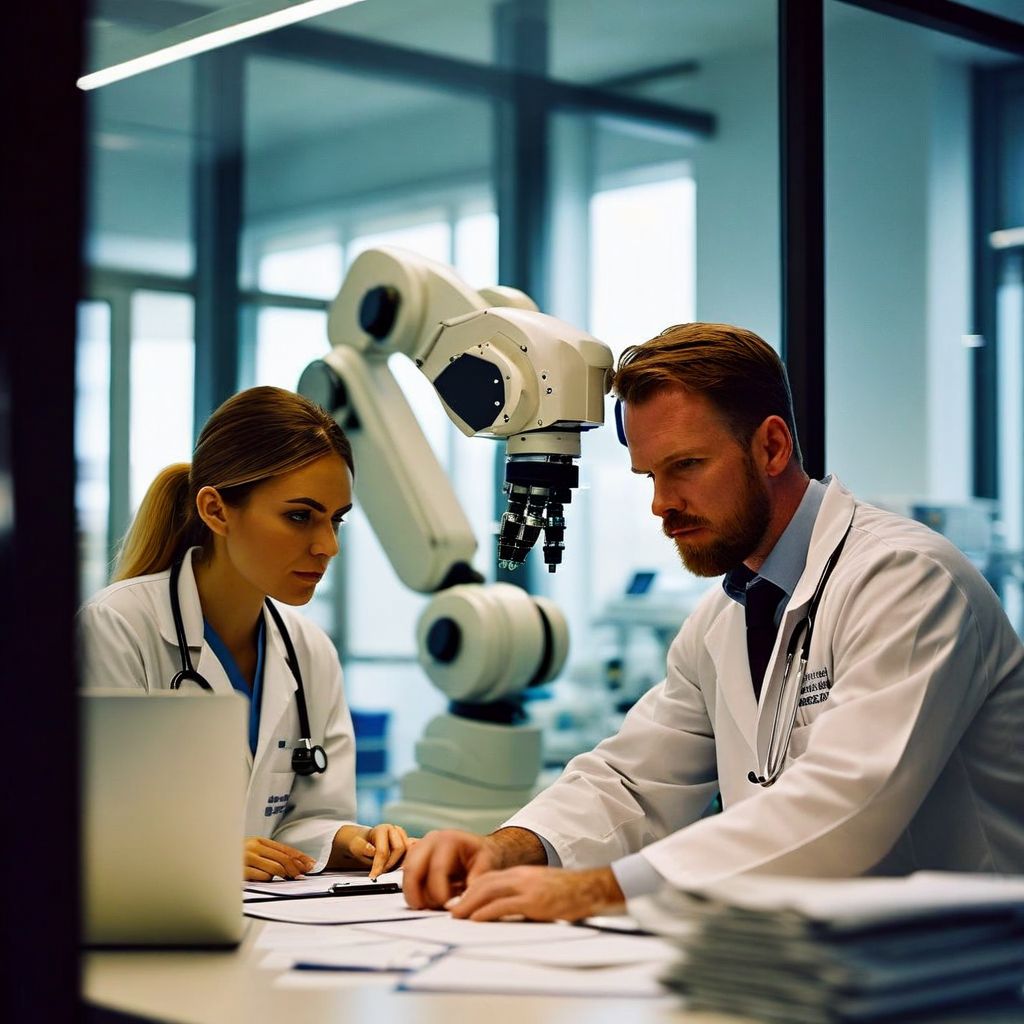 Asset investor reviewing surgical robot rental opportunity at a modern outpatient medical facility in 2026
