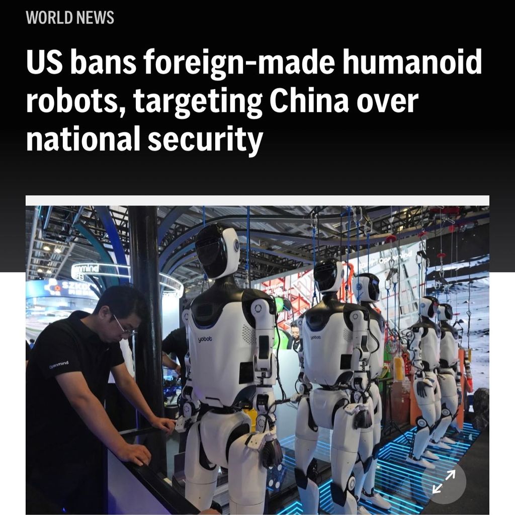 Robot owner reviewing a quadruped robot in a US warehouse — exploring robot rental marketplace opportunity after FCC import ban