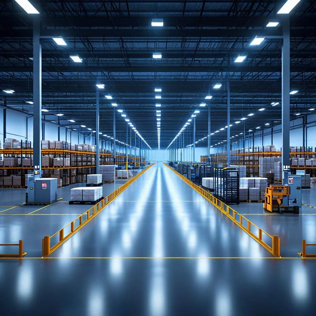 Autonomous mobile manipulator robot navigating a warehouse aisle — mobile manipulation robot rental in 2026